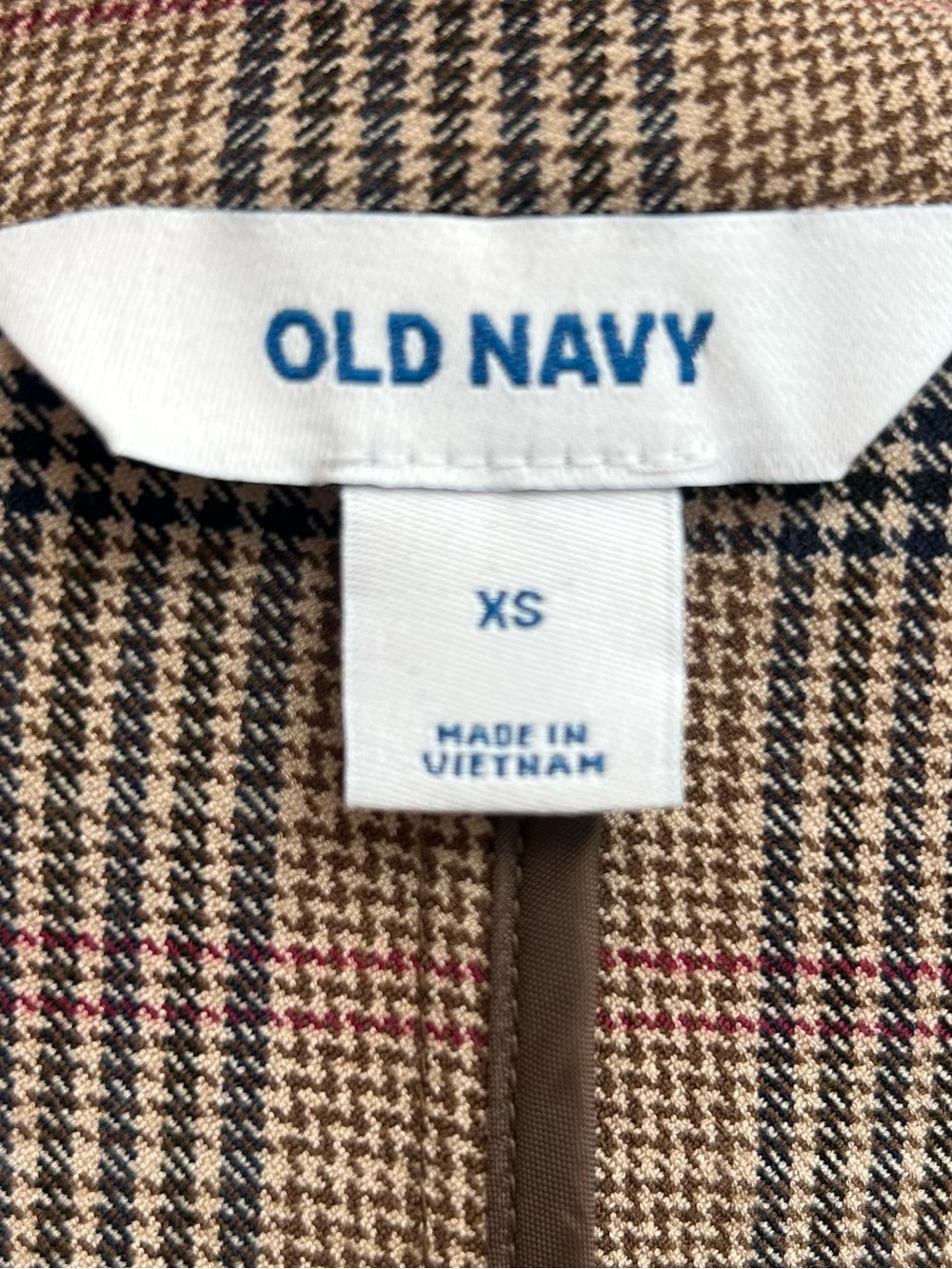 Old Navy Plaid Blazer Jacket Tan Brown Preppy Tailored Womens XS - Picture 5 of 5